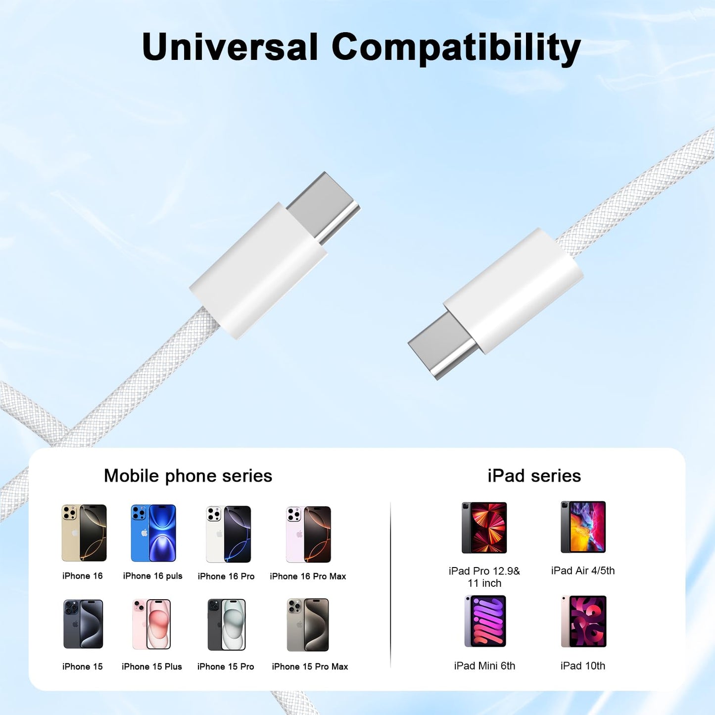 10Pcs 6FT USB C to USB C Fast Charging PD USB Type C Cable 1M - YUYAO