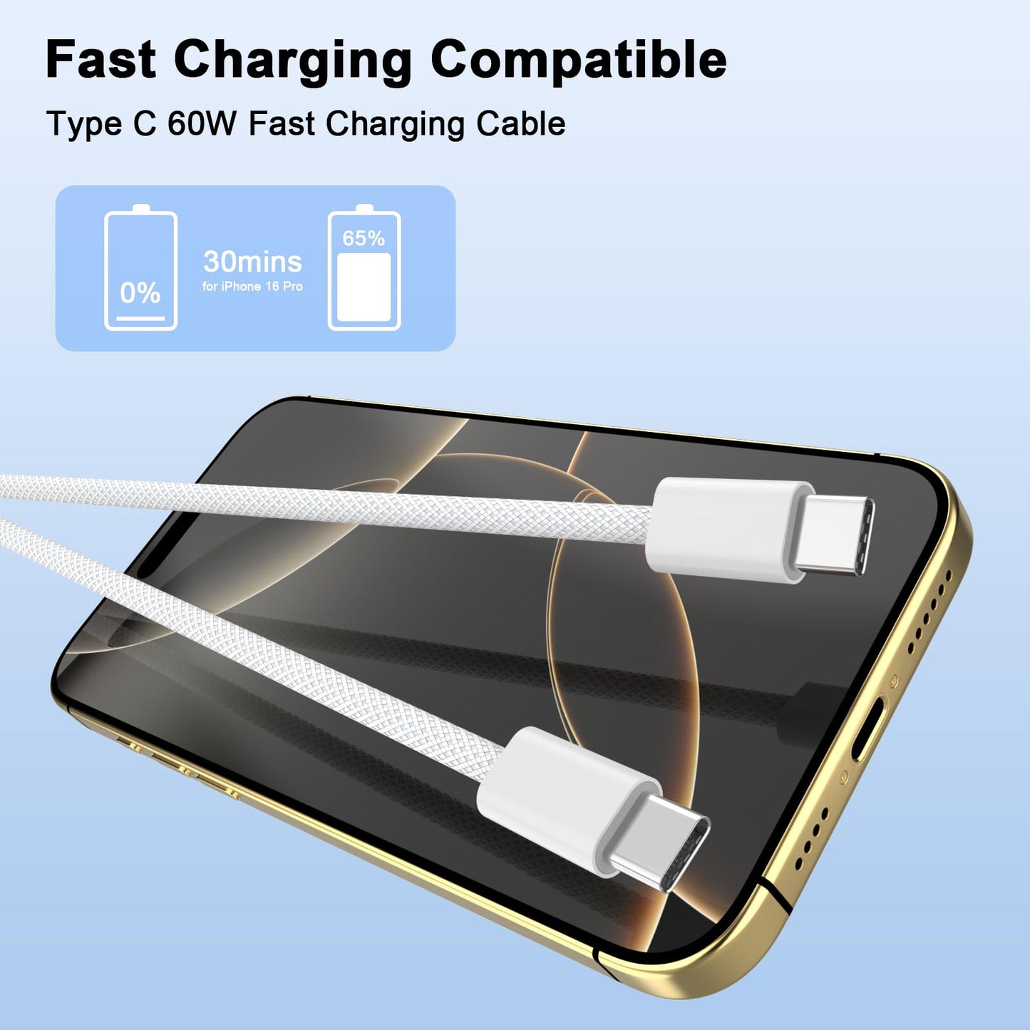 10Pcs 6FT USB C to USB C Fast Charging PD USB Type C Cable 1M - YUYAO