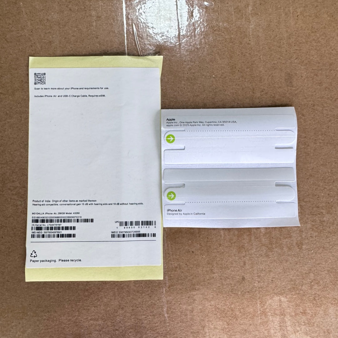 Empty Retail Packing Box for iPhone 17 Air